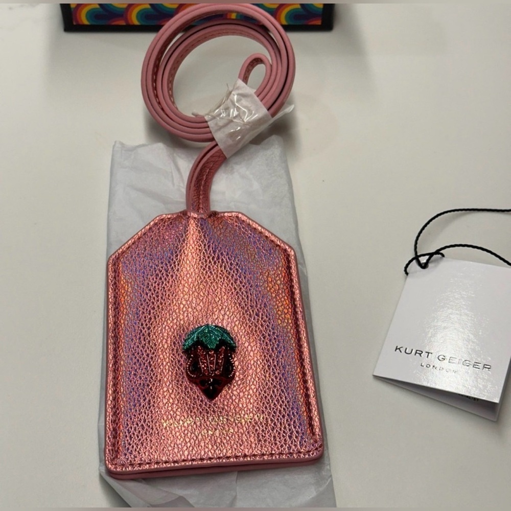Kurt Geiger Southbank Iridescent Pink Tag Lanyard - Picture 2 of 4